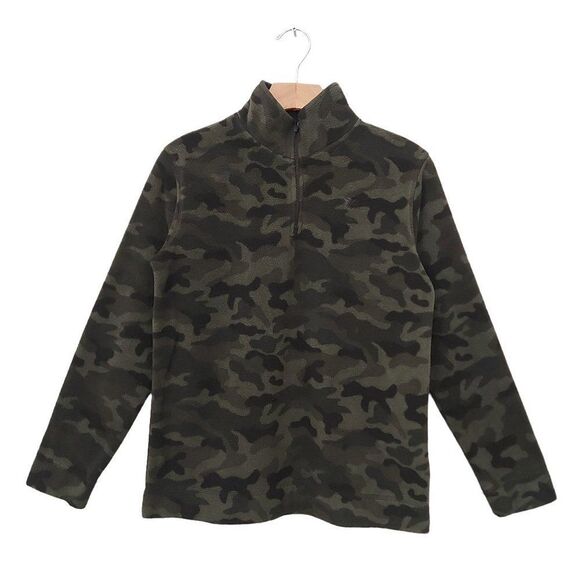 Old Navy Boys Fleece Camo Sweater 14 Green 1/4 Zip Travel Outdoor - Picture 1 of 11